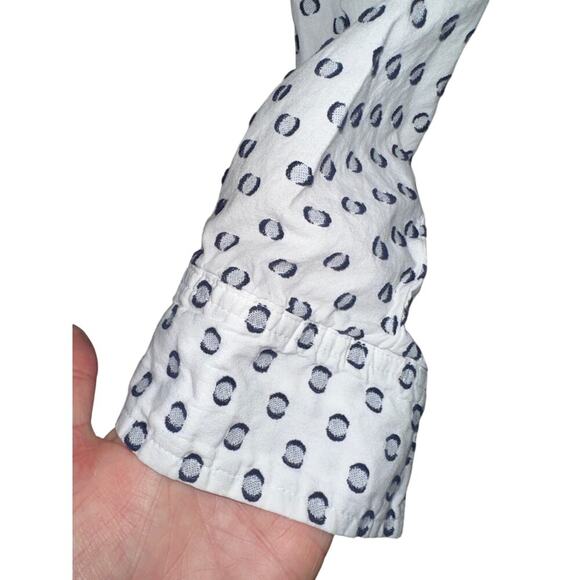 Foxcroft Women’s Button up shirt Roll tab sleeve white w raised dots Sz 12 - Picture 5 of 8